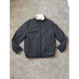 Nautica Men's Reversible Fleece Fall Black Tan Jacket Large EUC Vintage 90s